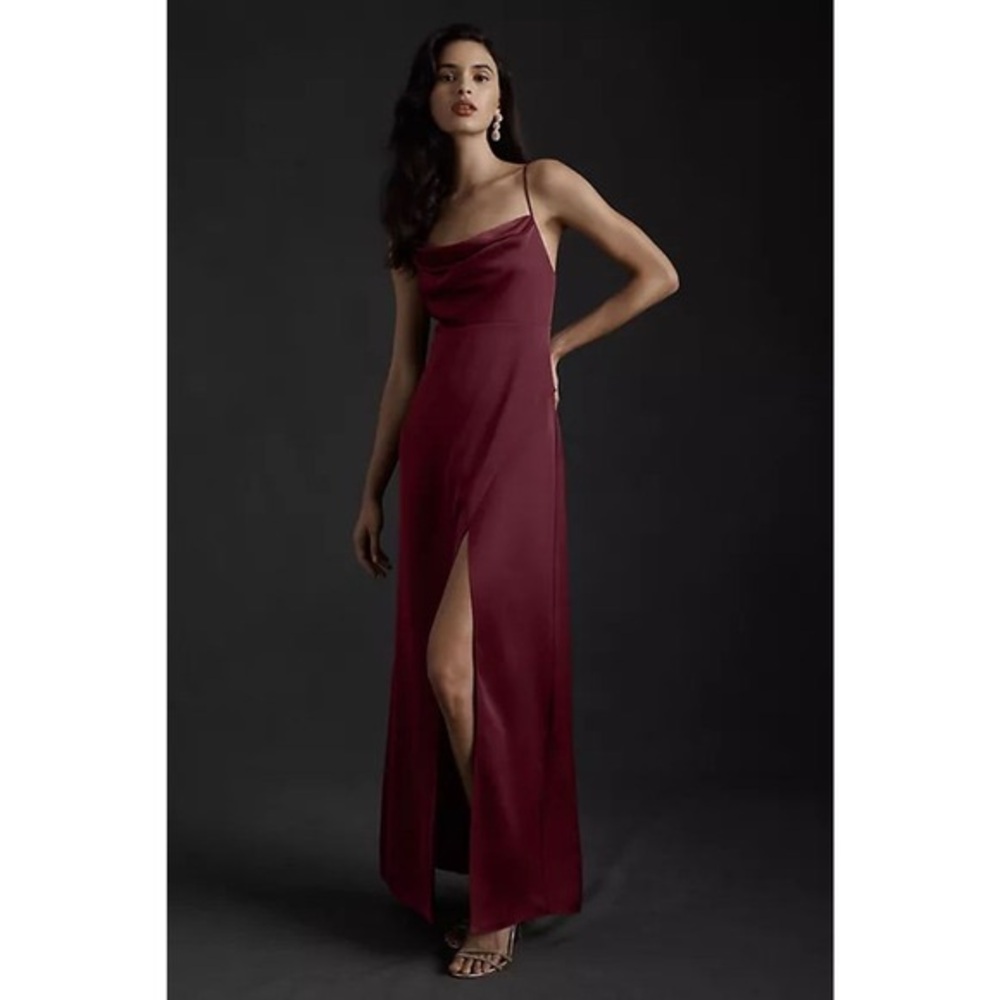 BHDLN Remy Cowl Neck Berry Faux Wrap Satin